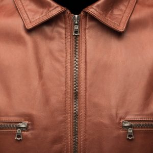Manteau cuir couleur cognac m0851