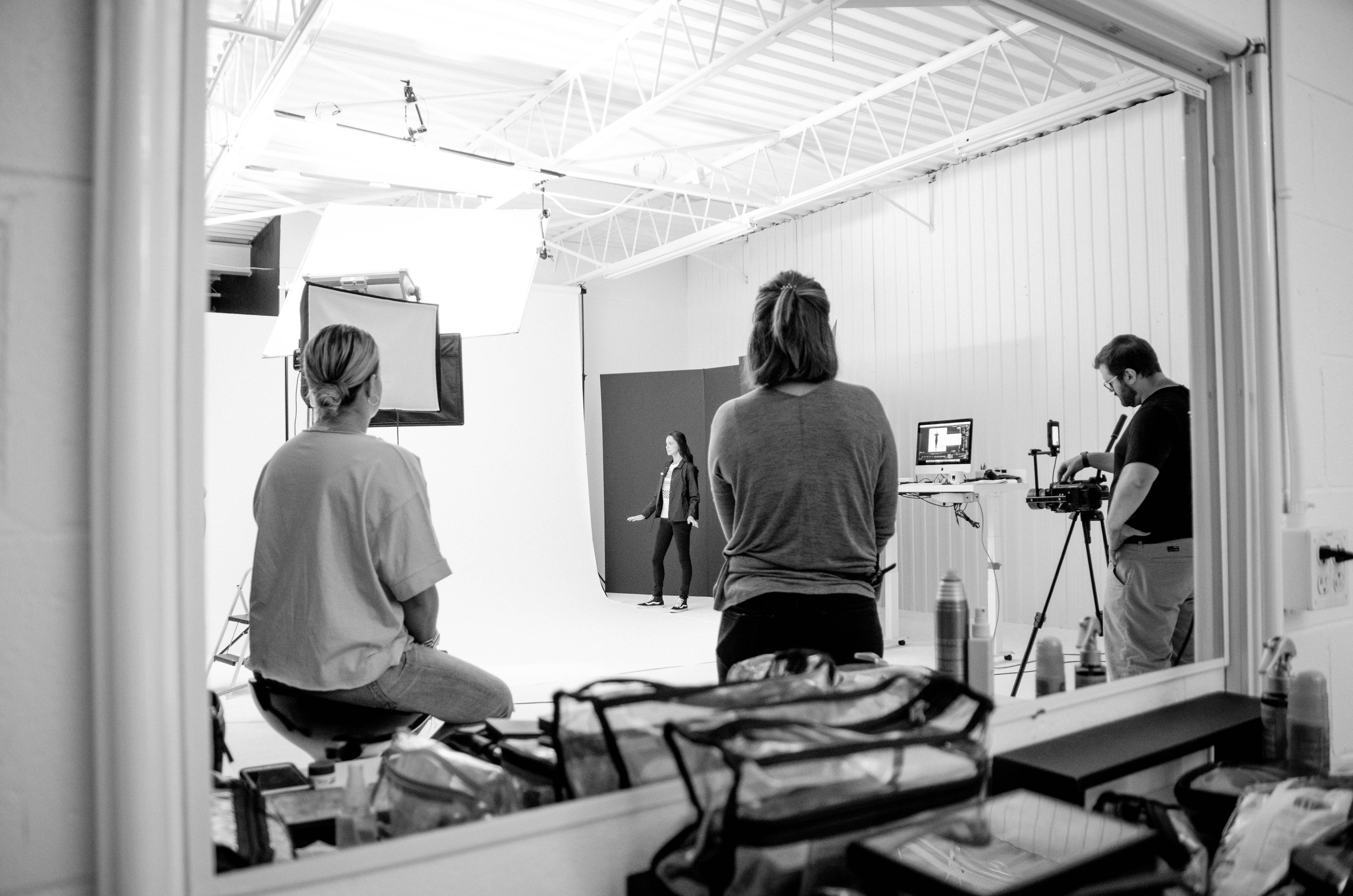 photo behind the scenes shooting studio back to school